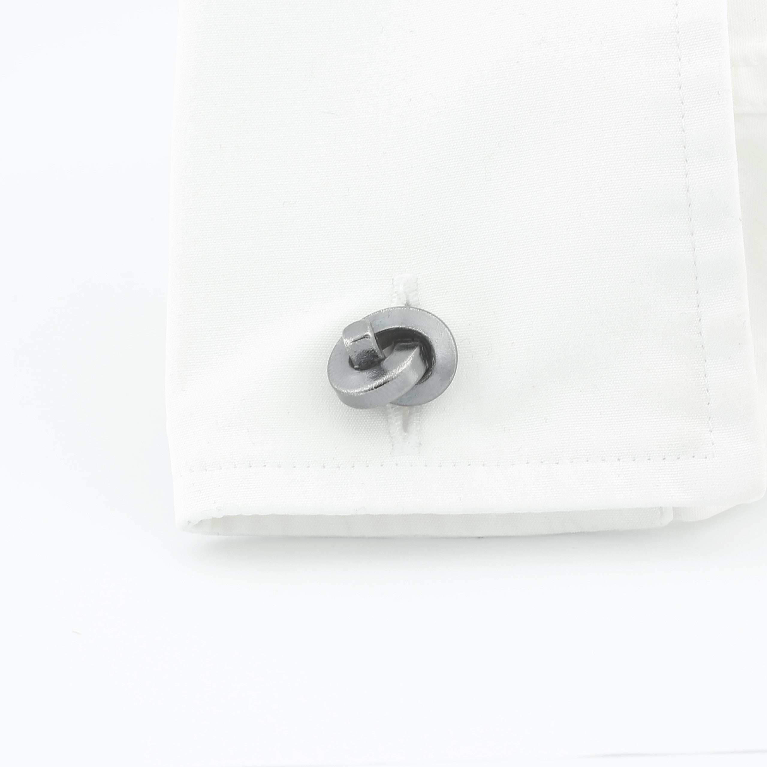 solid knot black rhodium plated steel cufflinks - cuff