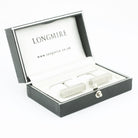 h-bar solid steel with diamond inset cufflinks - boxed