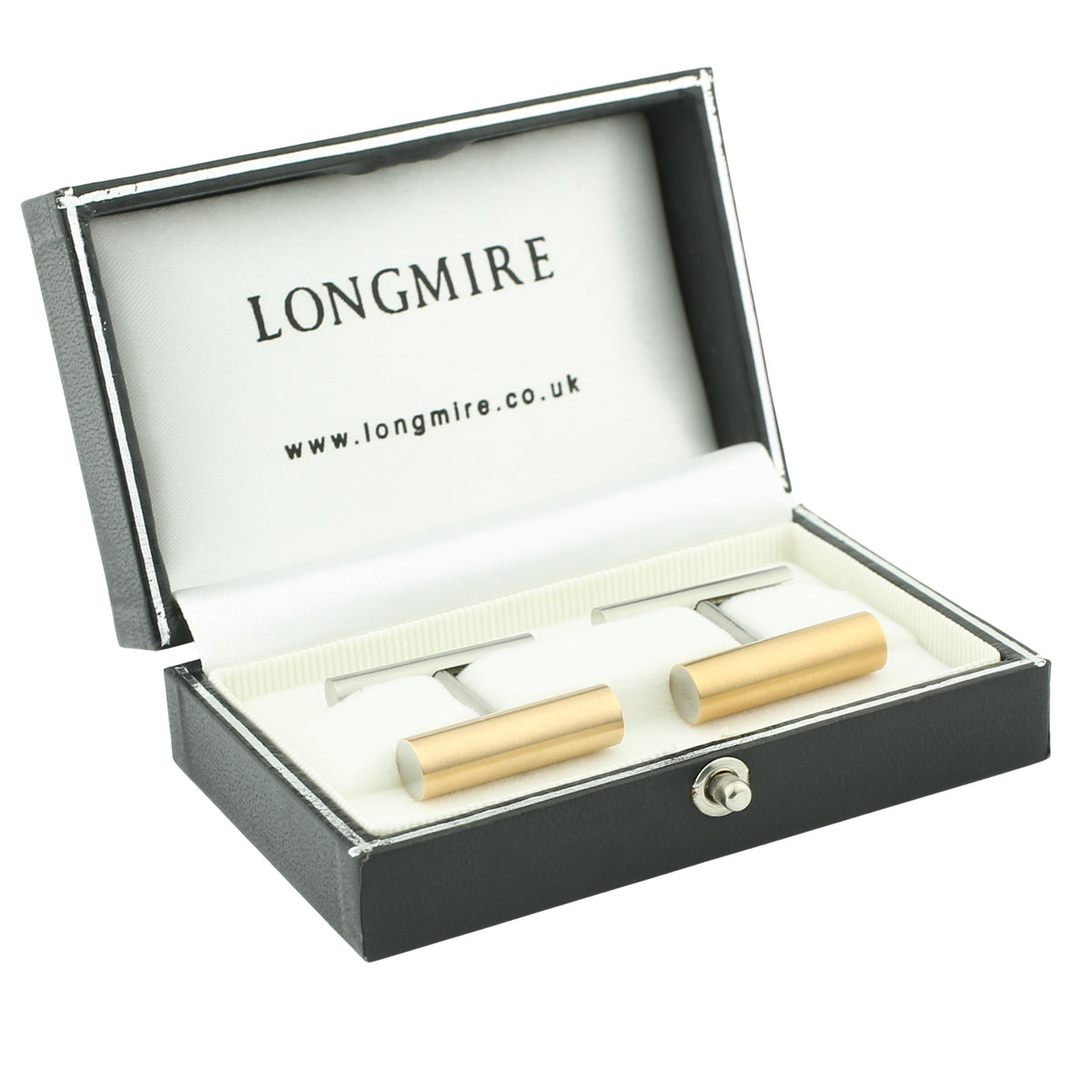 h-bar pale rose gold and steel cufflinks - boxed