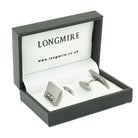 spiral column rectangular steel cufflinks - boxed