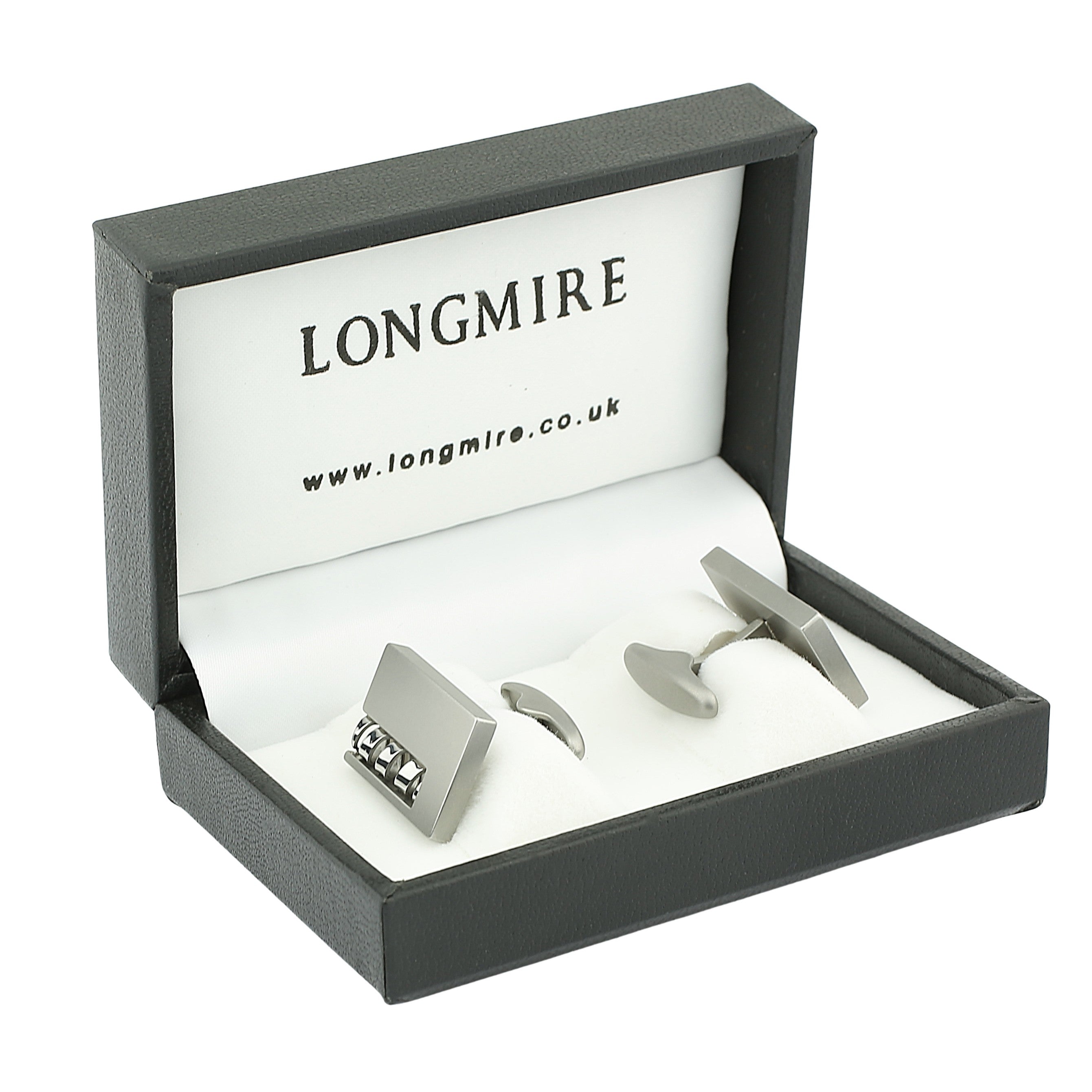 spiral column rectangular steel cufflinks - boxed