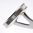 MOTHER OF PEARL REEDED EDGE - OVAL - 18ct WHITE GOLD - side