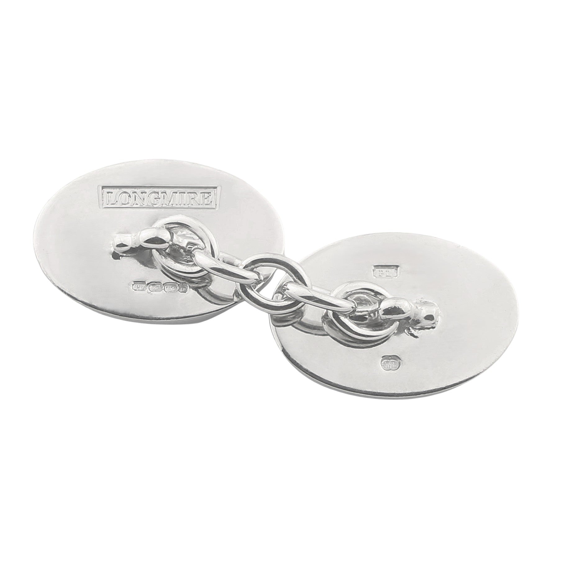 BASKET weave BLUE ENAMEL 18ct WHITE GOLD CUFFLINKS - rear 