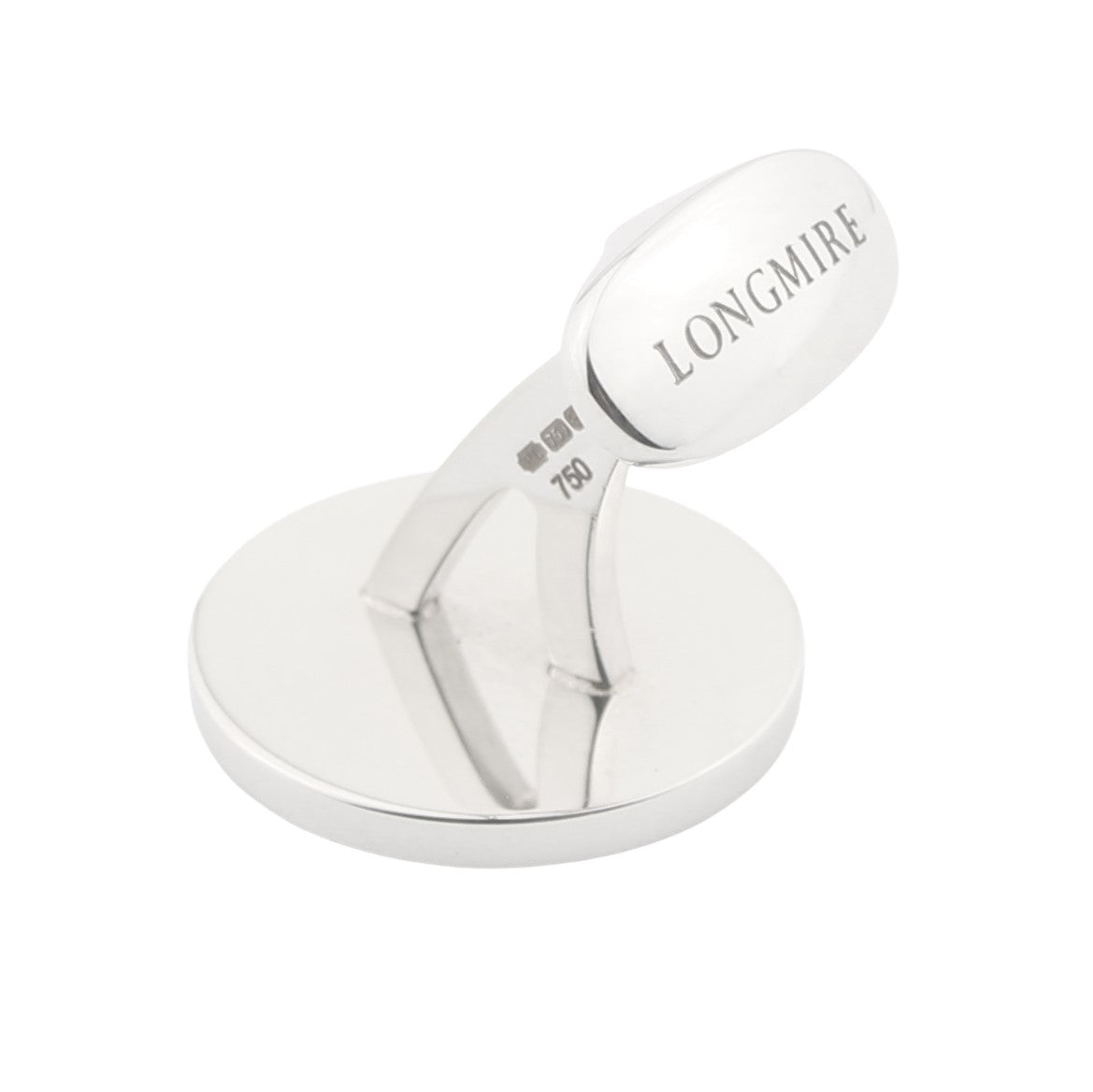 ICE BLUE ENAMEL FLUTED 18ct WHITE GOLD CUFFLINKS - rear