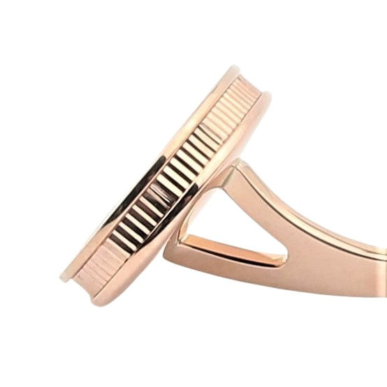 white MOTHER OF PEARL REEDED EDGE OVAL 18ct ROSE GOLD CUFFLINKS - side