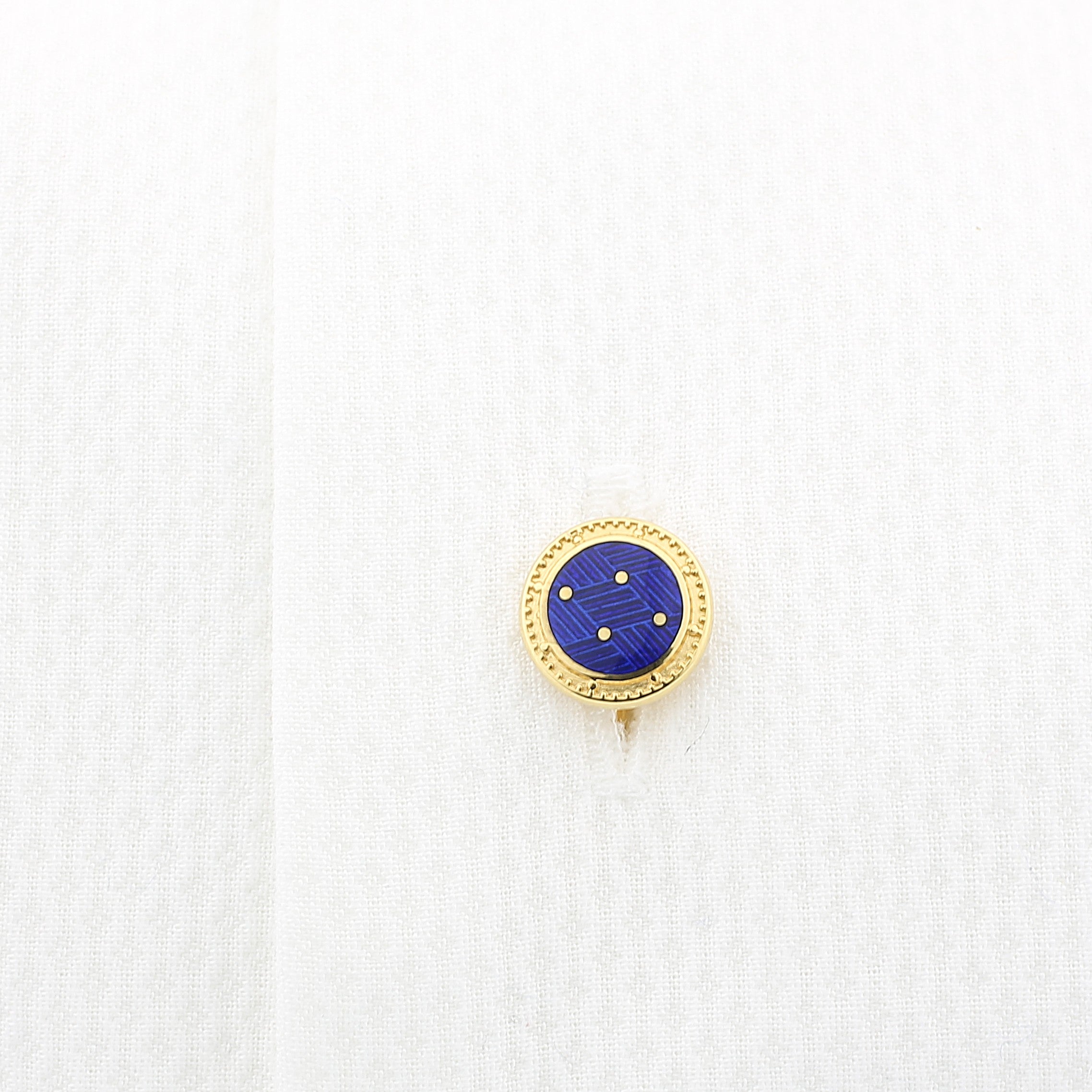 basket weave navy blue 18ct yellow gold shirt studs - cuff
