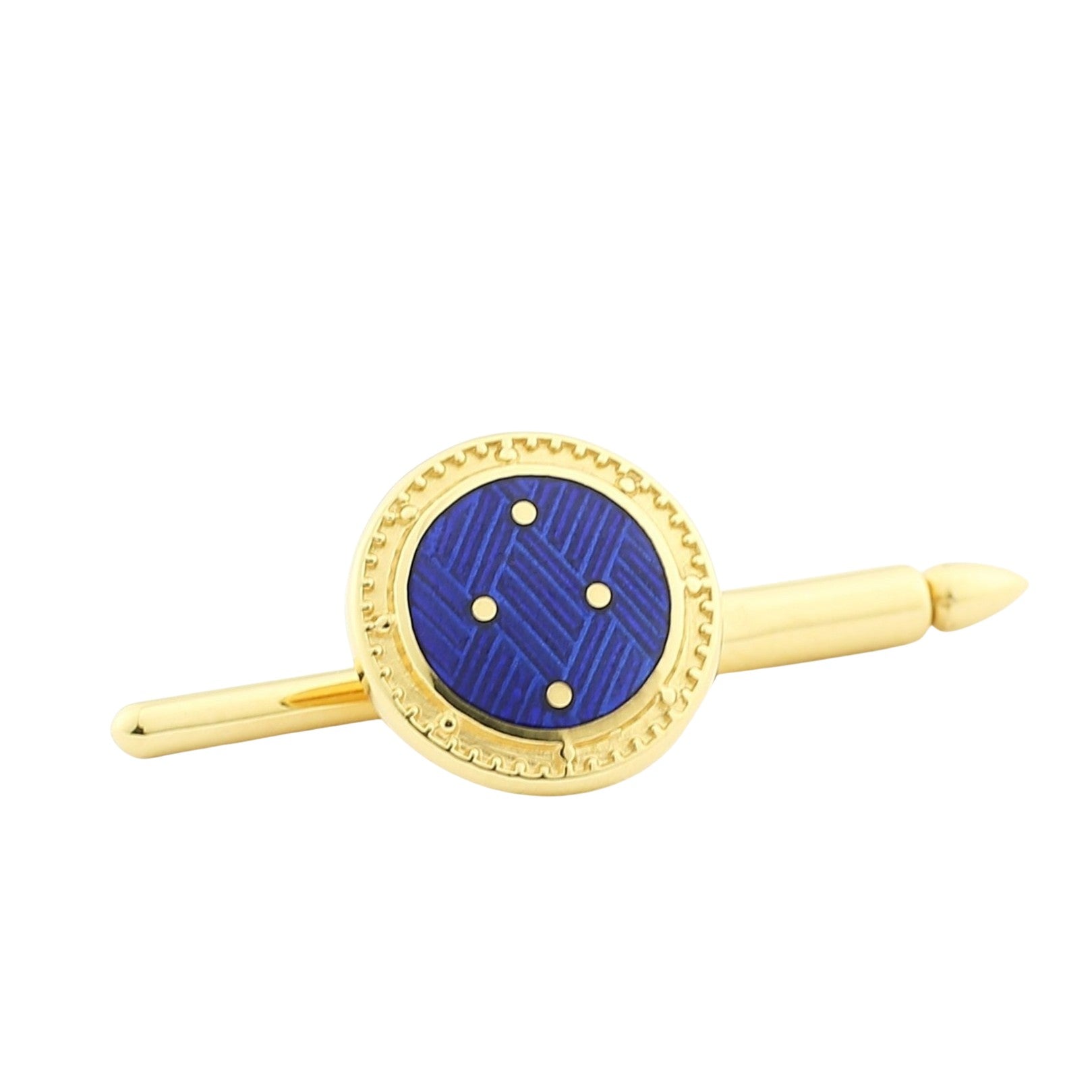 basket weave navy blue 18ct yellow gold shirt studs - main