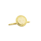 BASKET WEAVE CREAM ENAMEL dress set 18ct YELLOW GOLD - stud