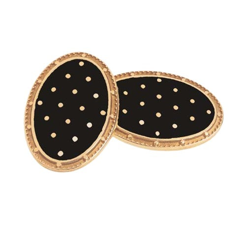 BASKET WEAVE BLACK DRESS SET 18ct YELLOW GOLD - cufflinks