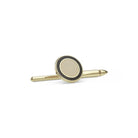 double oval black/cream enamel stud 18ct yellow gold