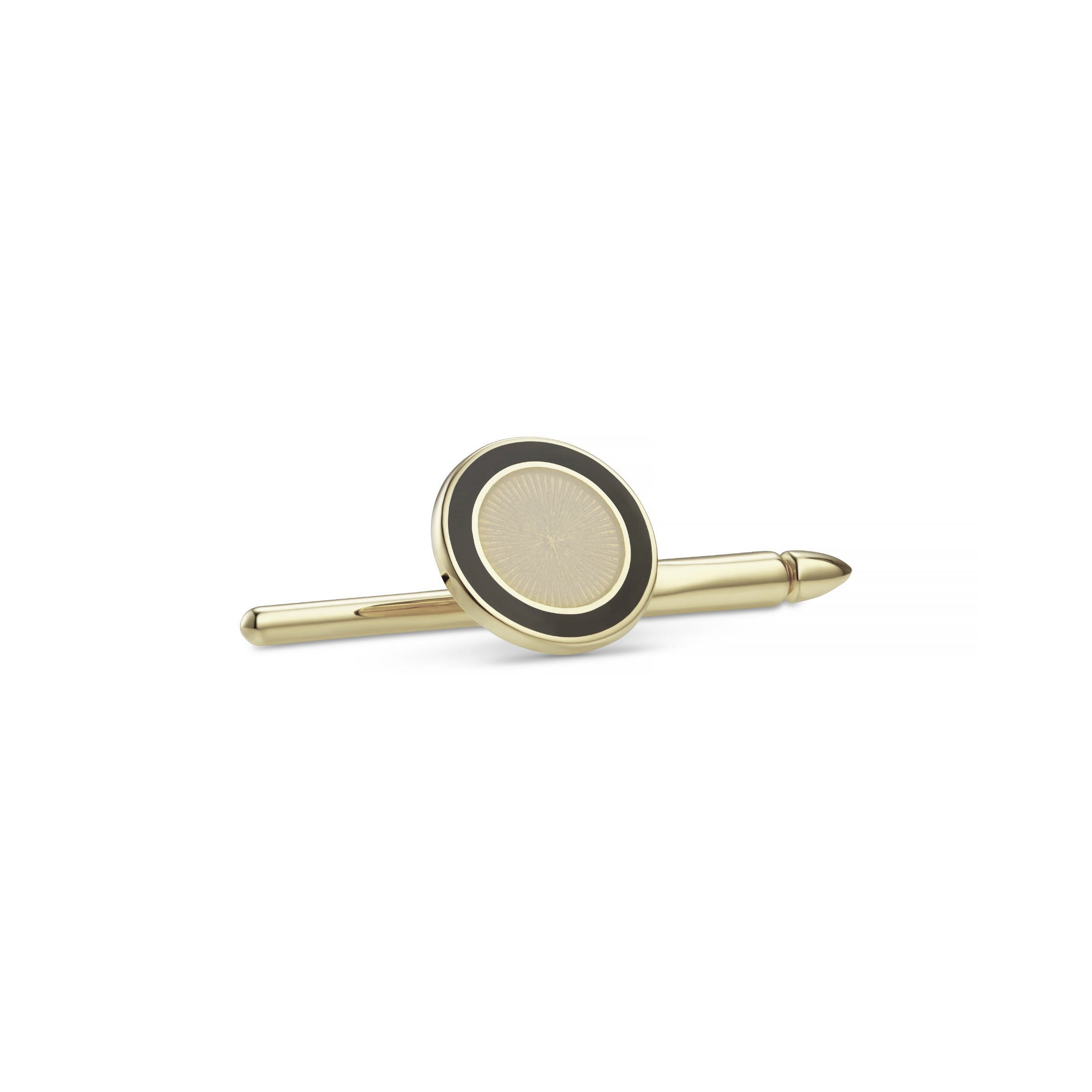 double oval black/cream enamel stud 18ct yellow gold