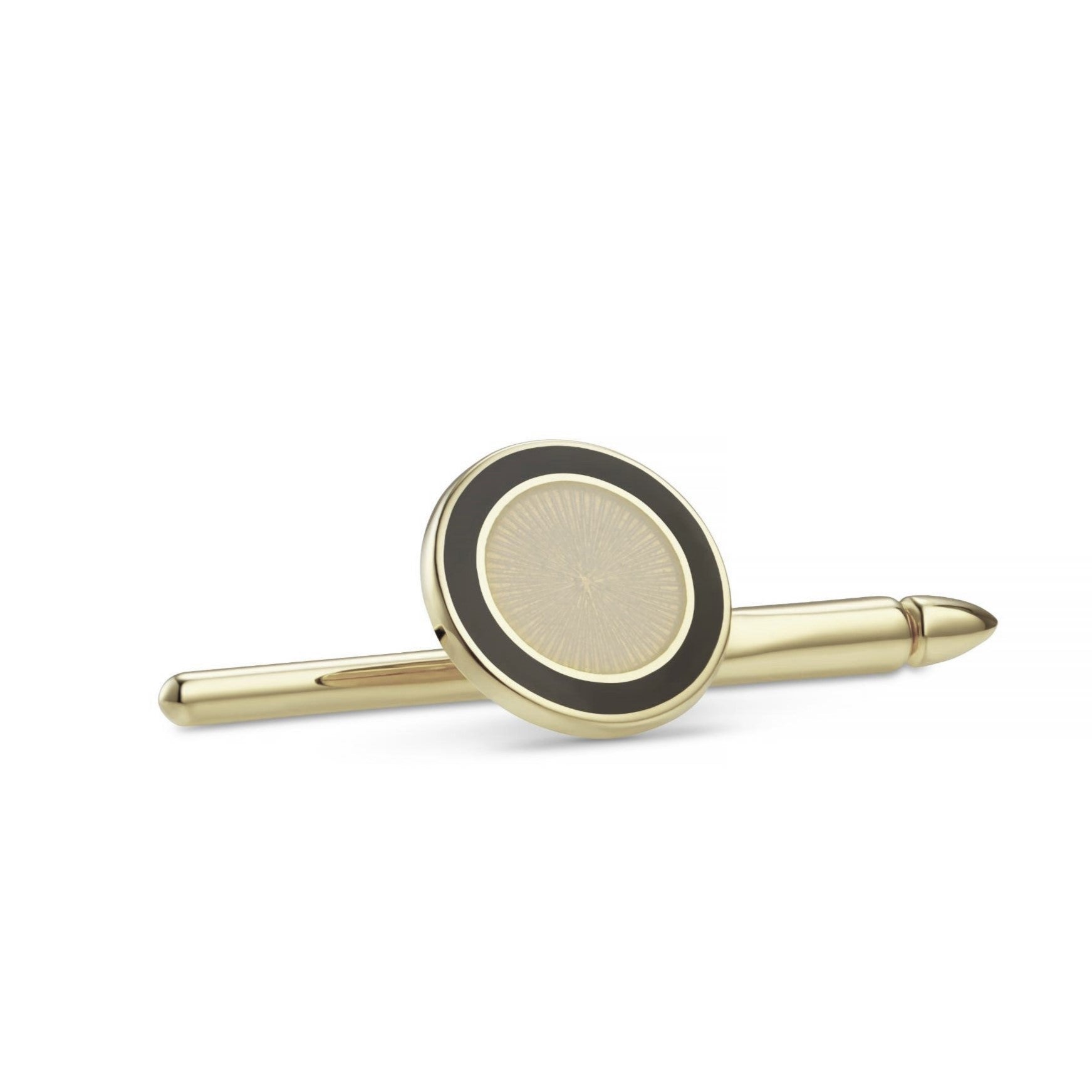 double circle black/cream enamel shirt studs 18ct yellow gold - main