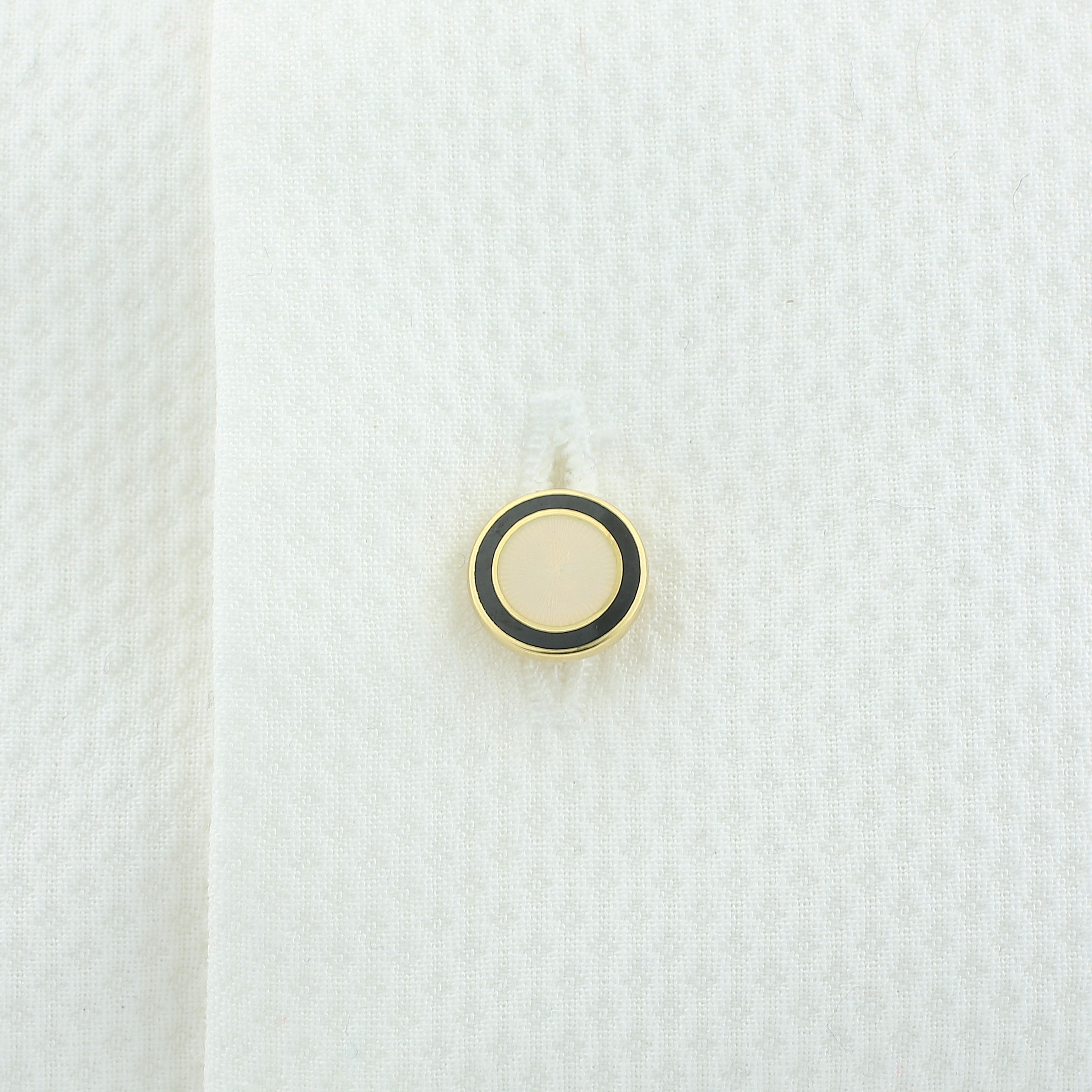 double circle black/cream enamel shirt studs 18ct gold - shirt