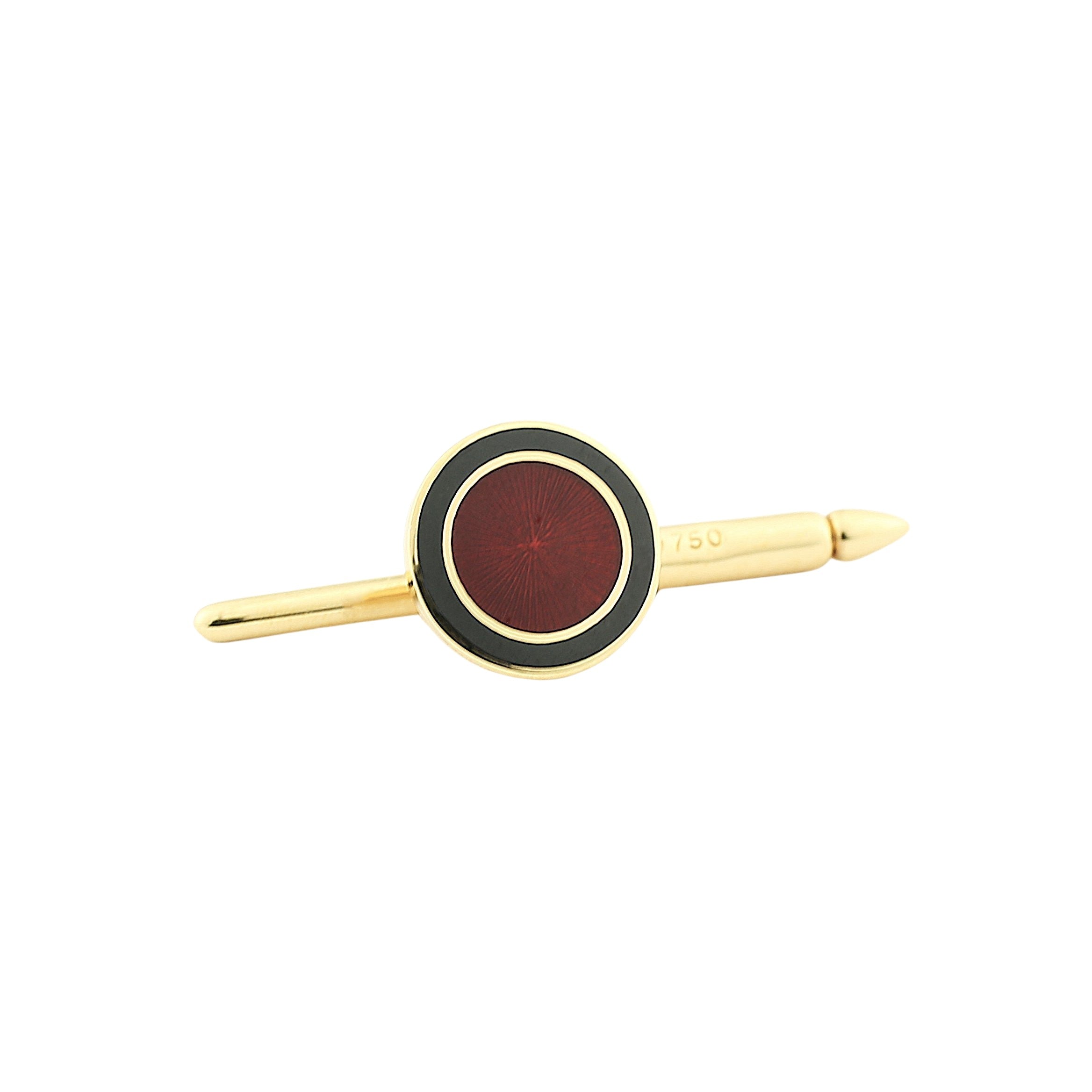double oval black/red enamel dress set 18ct yellow gold - stud
