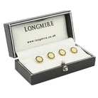 wavy black/cream 18ct yellow gold shirt studs - boxed