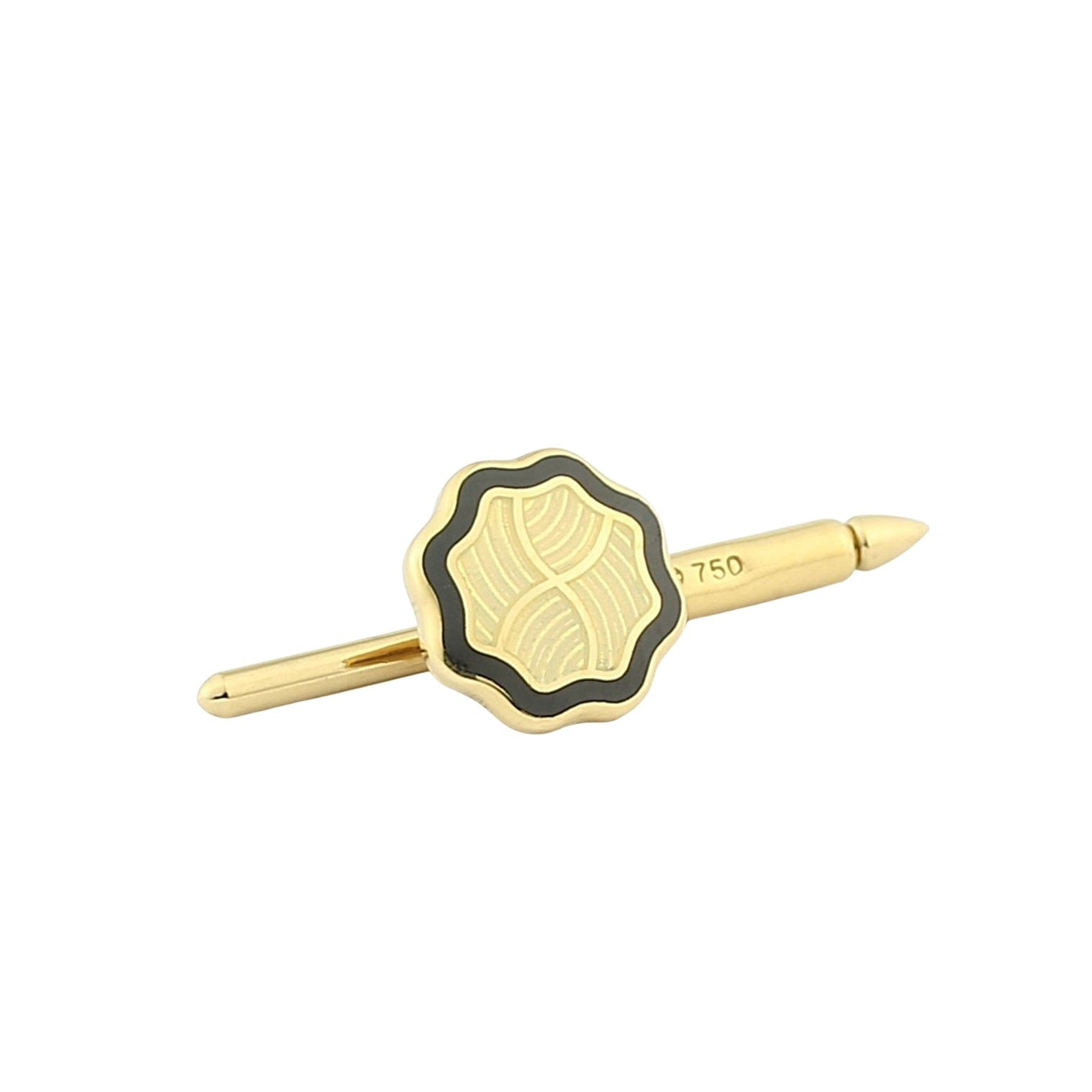 wavy black/cream 18ct yellow gold shirt studs - main