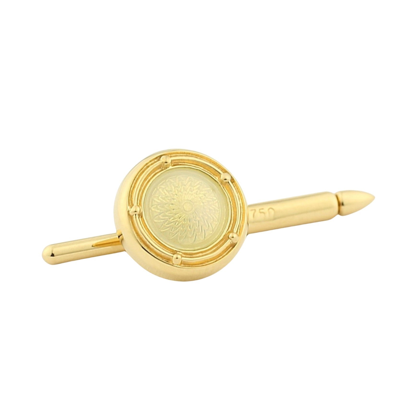 SPIRAL cream ENAMEL DRESS SET 18ct yellow gold - stud