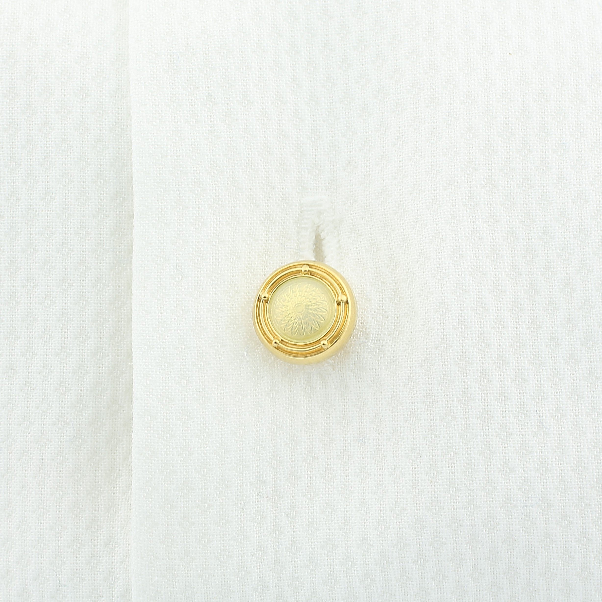 spiral cream enamel 18ct yellow gold shirt studs - cuff