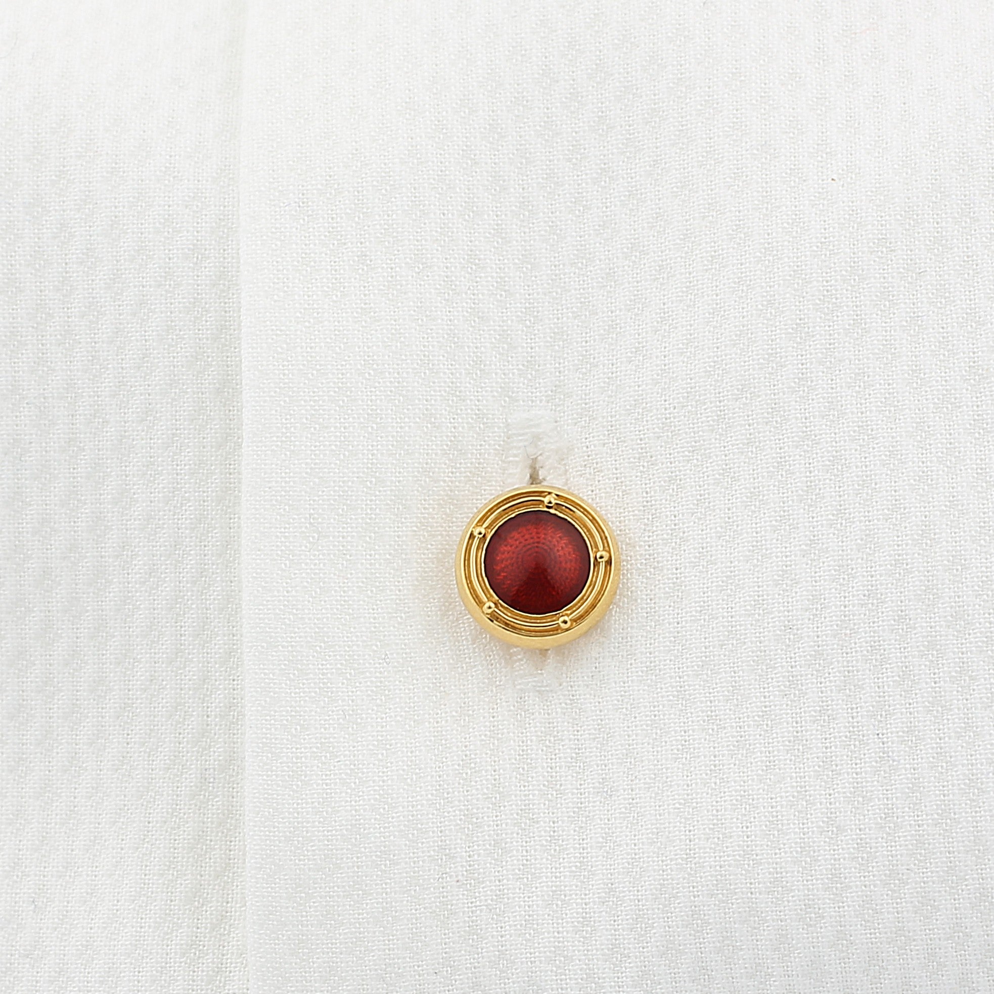 spiral red enamel 18ct yellow gold shirt studs - cuff