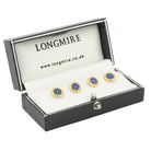 wavy blue enamel dress set 18ct yellow gold - boxed