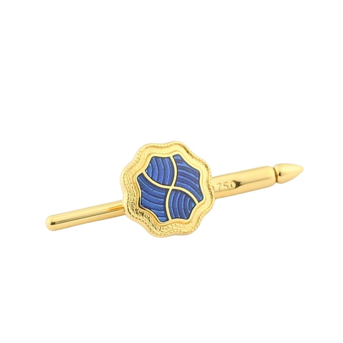 wavy blue 18ct yellow gold shirt studs - main