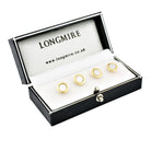 mother of pearl 18ct yellow gold shirt studs - boxed