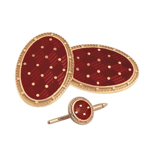 BASKET DRESS SET RED ENAMEL 18ct YELLOW GOLD - main