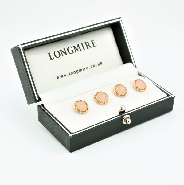 basket blush enamel shirt studs - boxed