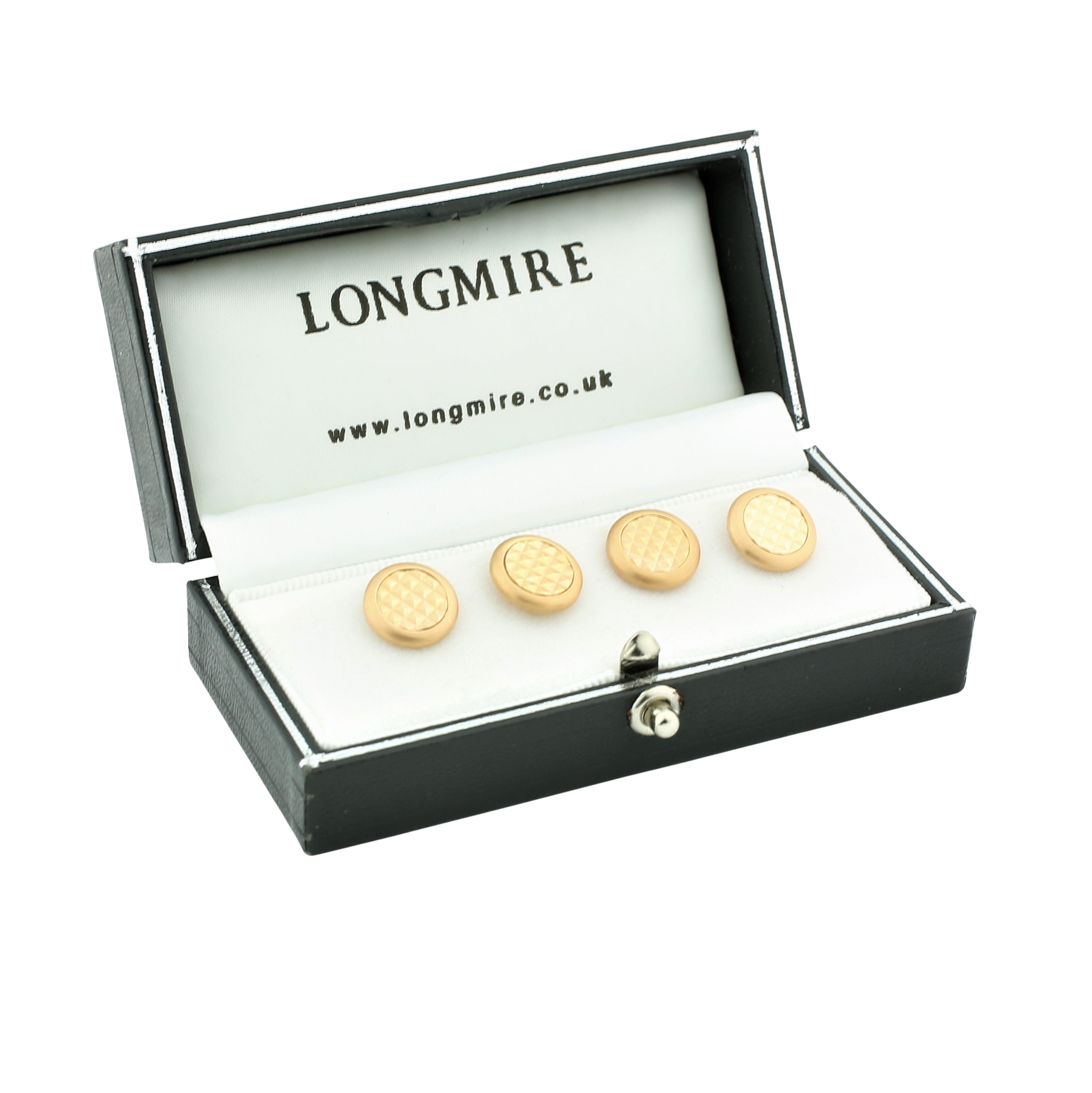 pixel 18k rose gold shirt studs - boxed