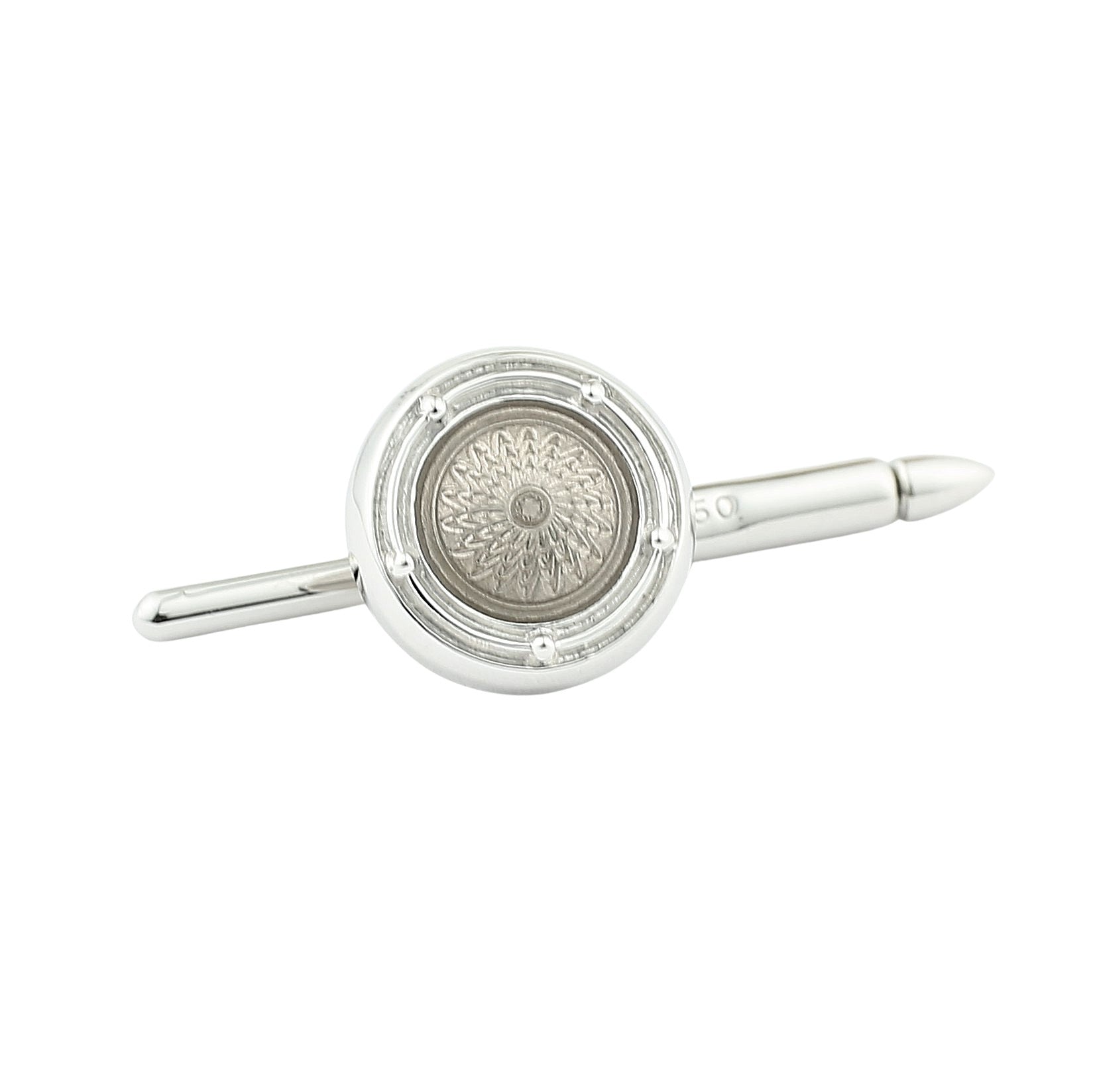 SPIRAL TRANSPARENT pale grey ENAMEL DRESS SET 18ct WHITE GOLD - STUD