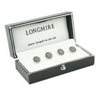 wavy black/grey 18ct white gold shirt studs - boxed