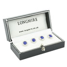 spiral blue enamel 18ct white gold shirt studs - boxed