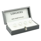 mother of pearl 18ct white gold shirt studs - boxed