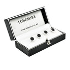 matt onyx 18ct white gold shirt studs - boxed