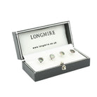 tahitian mother of pearl 18ct white gold shirt studs - boxed