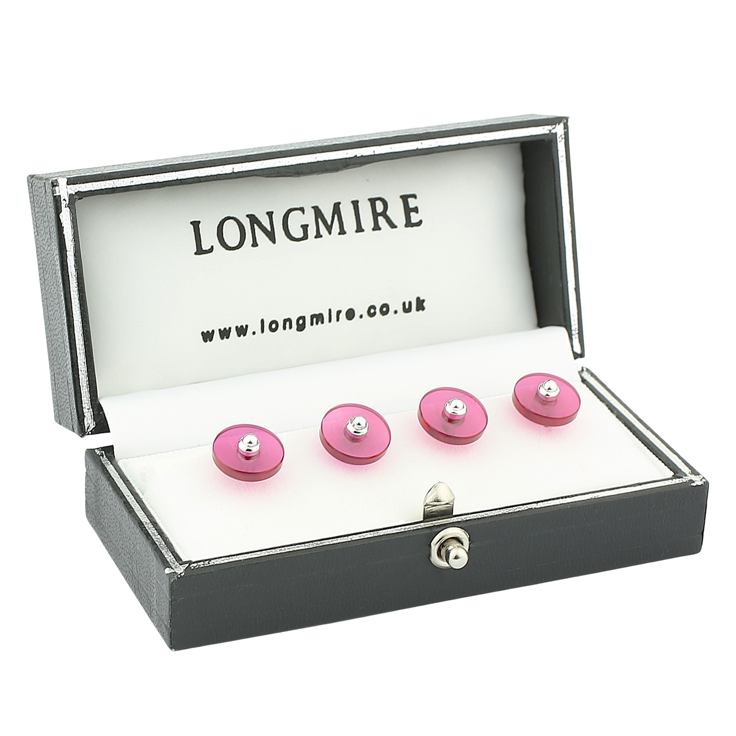 ruby disc 18ct white gold shirt studs - boxed