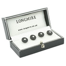 onyx disc with diamond 18ct white gold shirt studs - boxed