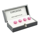 ruby disc with diamond 18ct white gold shirt studs - boxed