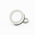 mother of pearl reeded edge stud - circular - 18ct white gold - stud