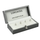 rock crystal disc with diamond 18ct white gold shirt studs - boxed