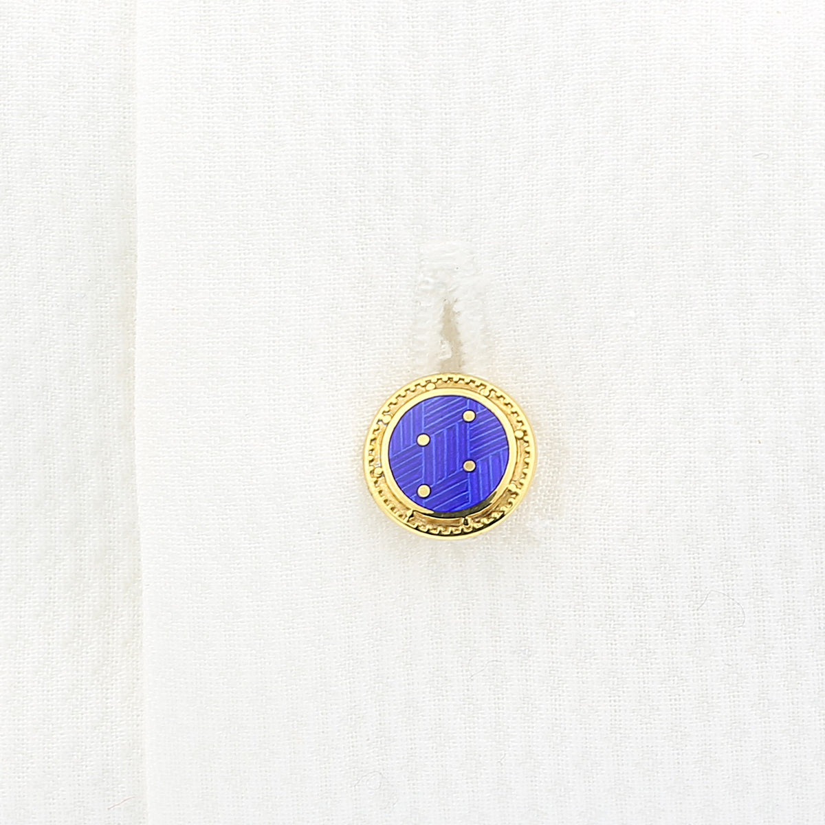basket weave gold/blue enamel shirt studs 9ct gold - shirt