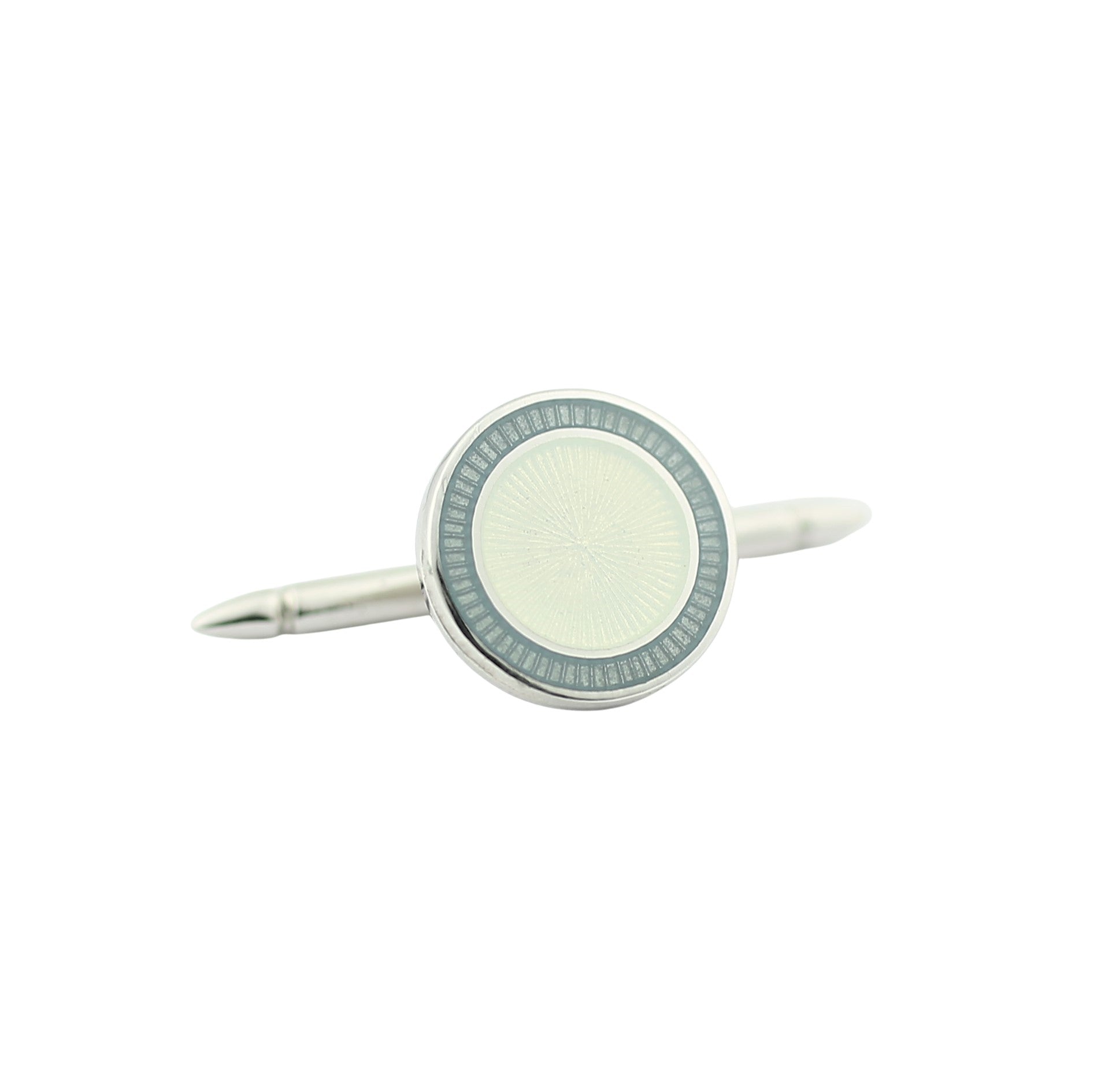 DOUBLE OVAL GREY/WHITE ENAMEL sterling silver dress set - stud
