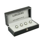DOUBLE CIRCLE BLACK/WHITE ENAMEL sterling silver SHIRT STUDS - boxed