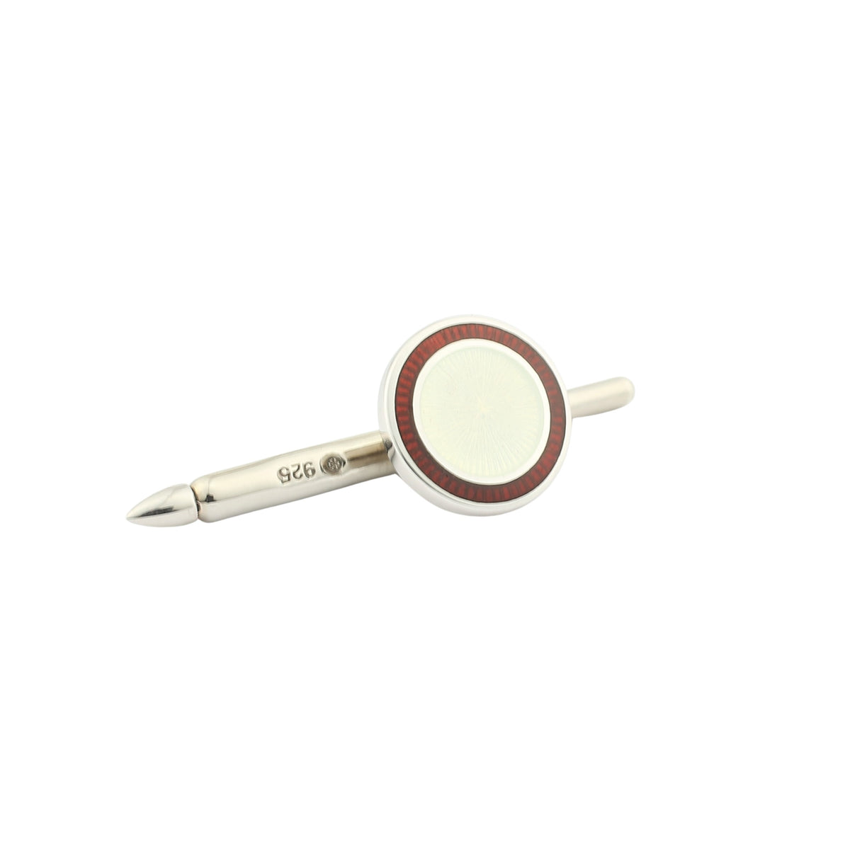 DOUBLE OVAL RED/WHITE ENAMEL sterling silver dress set - stud