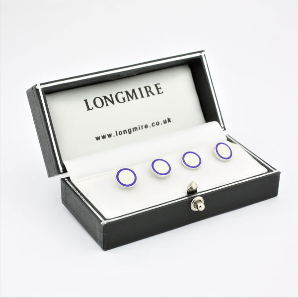 double circle blue/white enamel shirt studs
