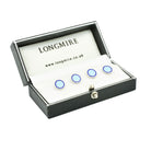 DOUBLE CIRCLE DARK BLUE/LIGHT BLUE ENAMEL sterling silver SHIRT STUDS - boxed