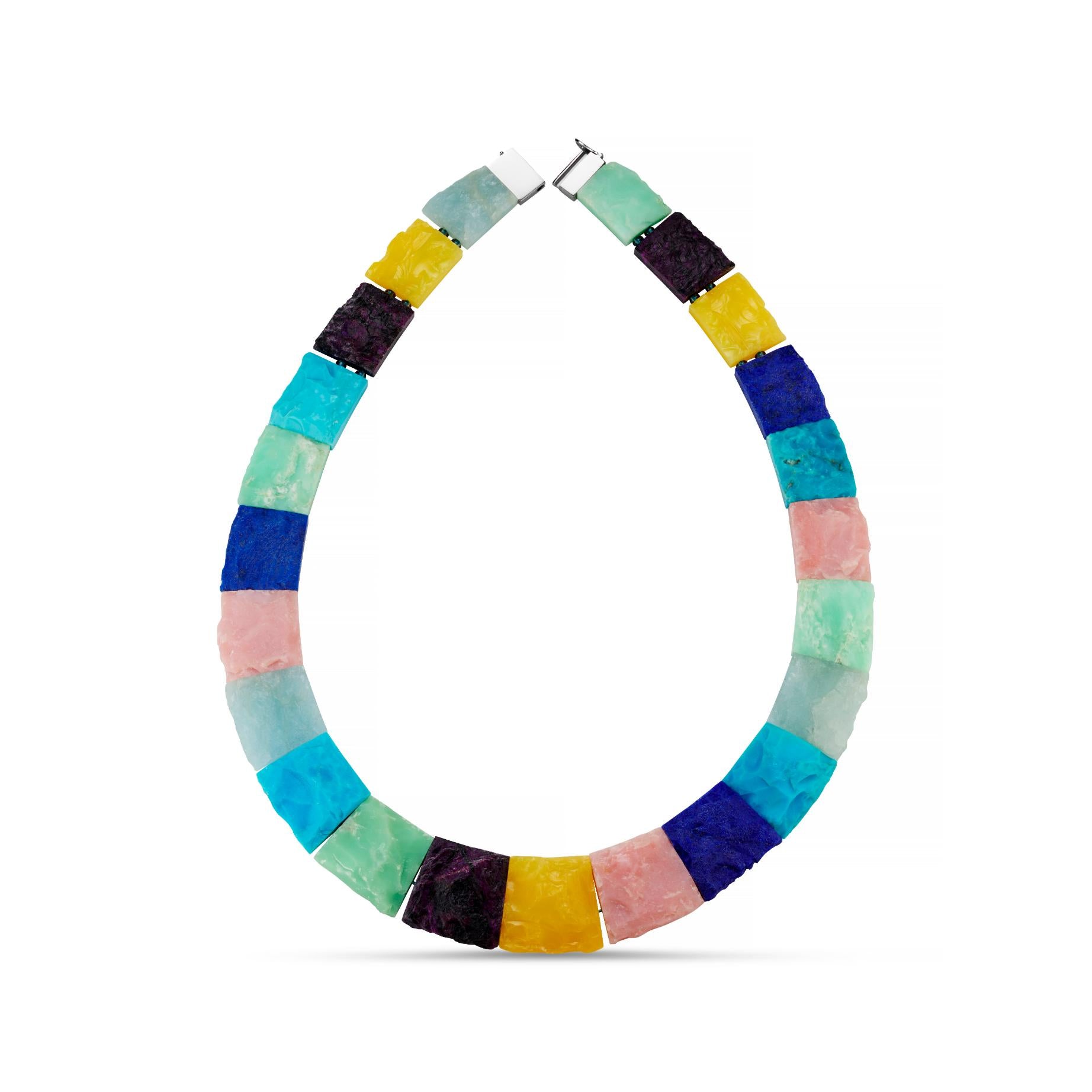 vibrant multicolour hardstone necklace - main