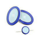 DOUBLE OVAL blue/light blue enamel sterling silver dress set - main