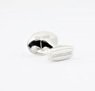 double oval blue/transparent grey enamel t-bar cufflinks 18ct white gold - rear