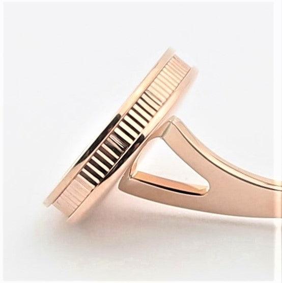 MOTHER OF PEARL - REEDED EDGE - OVAL 18ct ROSE GOLD CUFFLINKS - side